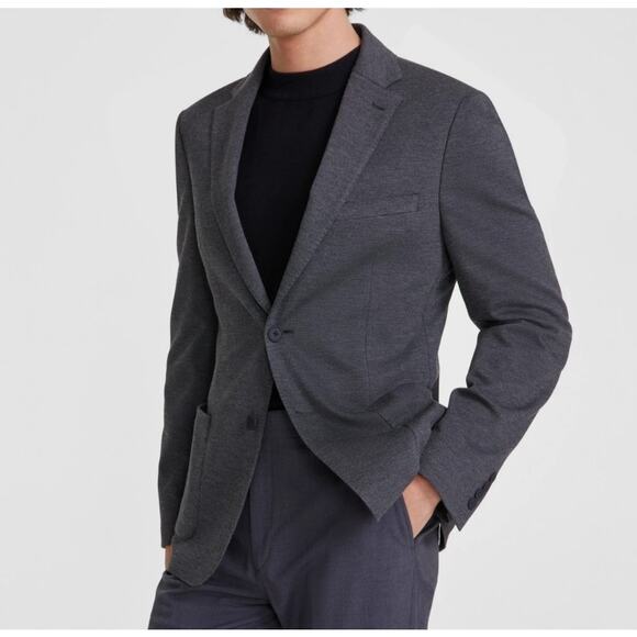 Calvin Klein Men's Solid Grey Knit Slim-Fit Casual Comfort Sport Coat Size 36S - Picture 2 of 5